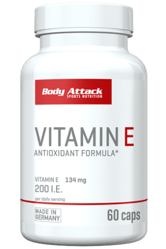 Vitaminas E - 60 kapsulių Body Attack paveikslėlis