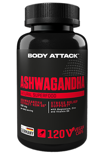 Ashwagandha 120 kapsulių - Body Attack paveikslėlis