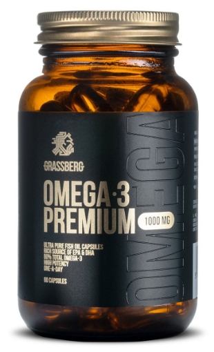 Grassberg Omega 3 Premium 1000mg - 60 Kapsulių - Naskor paveikslėlis